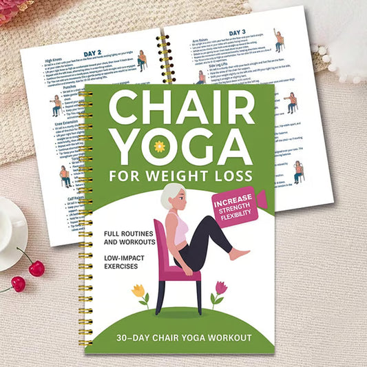 🏆LAST DAY SALE 49% OFF🔥30-Day Chair Yoga Weight Loss Spiral-Bound Notebook & Step-by-Step Exercise Guide - At-Home Fitness Journal