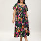 ⏰Summer Hot Sale 50% OFF💃Floral Smocked Square Neck Midi Dress with Pockets