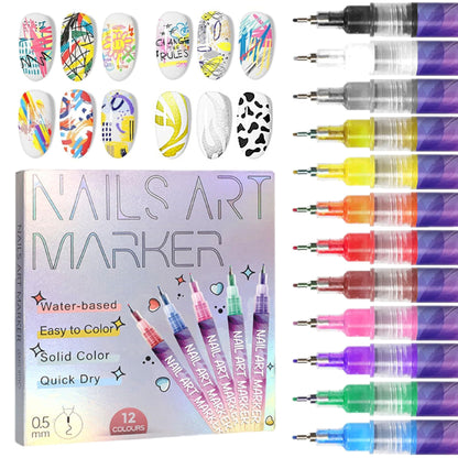 🔥Last Day Special 60% OFF⏳🎨12 Colours Nail Art Pens Set