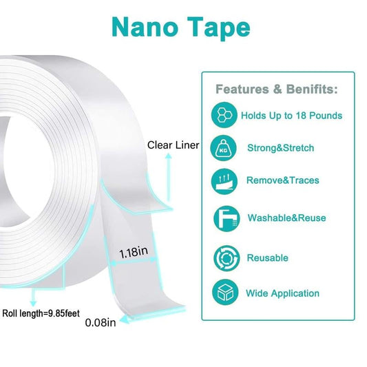 ✨Extra-large double-sided tape: Heavy-duty, removable, transparent, and tough nano-tape