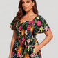 ⏰Summer Hot Sale 50% OFF💃Floral Smocked Square Neck Midi Dress with Pockets