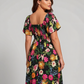 ⏰Summer Hot Sale 50% OFF💃Floral Smocked Square Neck Midi Dress with Pockets