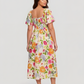 ⏰Summer Hot Sale 50% OFF💃Floral Smocked Square Neck Midi Dress with Pockets