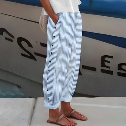 Spring Hot Sale 50% OFF!!🌿🌸Comfy Blue Striped Side Pocket Pants