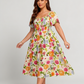 ⏰Summer Hot Sale 50% OFF💃Floral Smocked Square Neck Midi Dress with Pockets