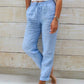 🌸New arrival 40% OFF!🏖️🌸Women's  Elastic Waist Cotton Linen Casual Pants