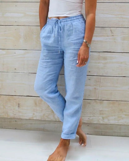 🌸New arrival 40% OFF!🏖️🌸Women's  Elastic Waist Cotton Linen Casual Pants