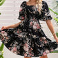 LAST DAY SALE 50% OFF🔥Women’s Elegant Square Neck Floral Print Smocked Dress