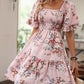 LAST DAY SALE 50% OFF🔥Women’s Elegant Square Neck Floral Print Smocked Dress