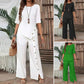 Women's Irregular Hem Top & Wide Leg Pants Two-Piece Set