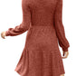 🍂2025 New Style⏰Women's Square Neck Lantern Sleeve Ribbed Dress