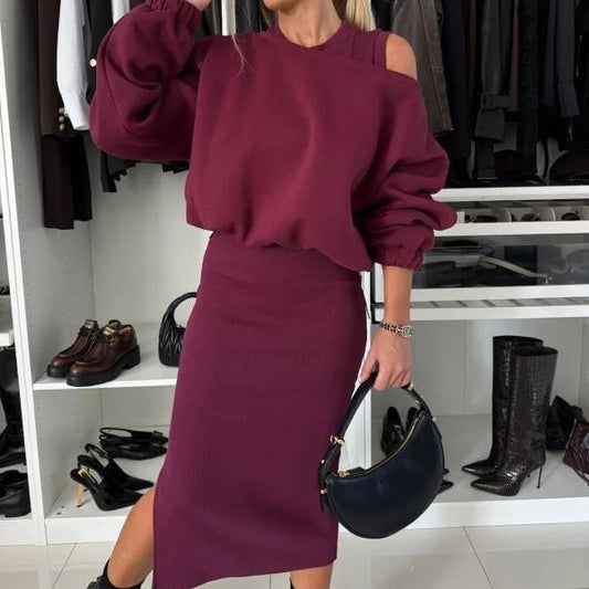 🔥Last Day Promotion 60% OFF🔥Women's Sweatshirt & Sleeveless Dress 2-Piece Set