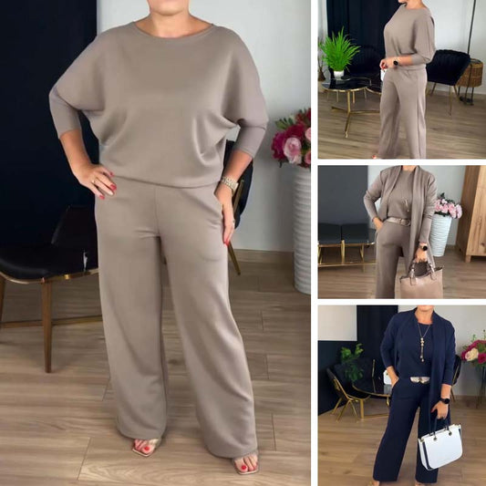 🔥LAST DAY 60% OFF✨Elegant Longline Cardigan & Top & Pants 3-Pieces Set