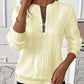 Women's Casual Half Zip Up Jacquard Design Sweatshirt
