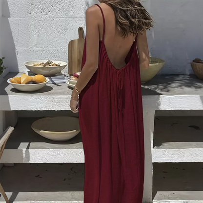 💃LAST DAY SAEL 60% OFF!!✨Women's Solid Color Backless Cami Dress💕