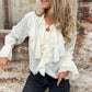 Solid Color Ruffle Bell-Sleeve Top