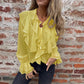 Solid Color Ruffle Bell-Sleeve Top