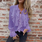 Solid Color Ruffle Bell-Sleeve Top