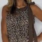Women's Leopard Print Tie Neck Sleeveless Long Dresses