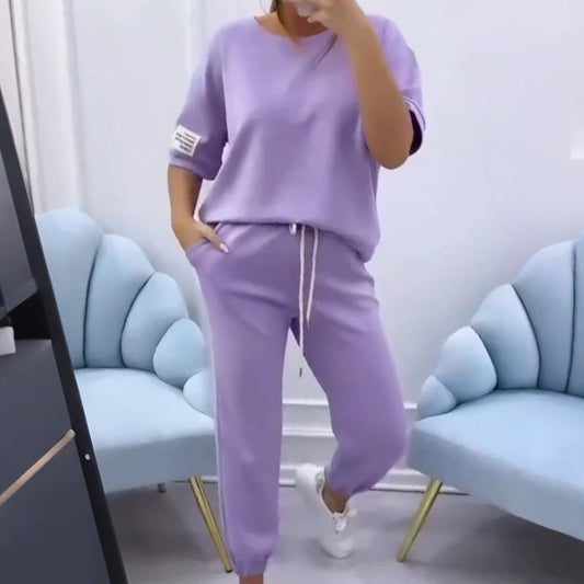 ⏰Last Day Sale 60% OFF💕Women's Casual Solid Color Top & Pants Set