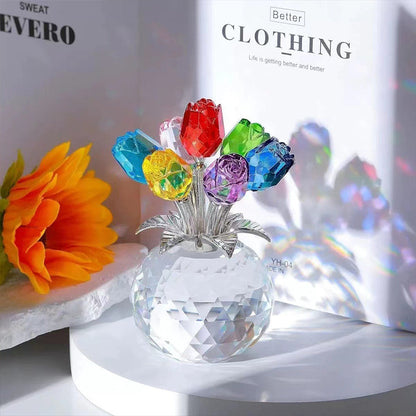 🔥Mother‘s Day Promotion🔥🔮Everlasting Crystal Rose Flower Figurine in Vase