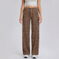 Women's High-Waist Leopard Straight-Leg Pants