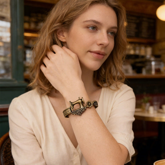 Vintage Sewing Machine Bracelet & Ring Set