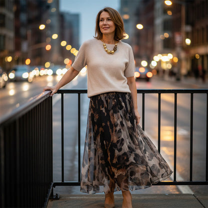 🌞2026 Spring Special Offer 60% OFF🌿Women's Two-Piece Sweater & Leopard Flowy Skirt Set