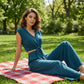 📢📢60% OFF !! ⏰ Women's V-Neck Tie-Front Top & Wide-Leg Pants Set – Breathable Linen, Flattering Fit & Versatile Style ✨