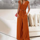 📢📢60% OFF !! ⏰ Women's V-Neck Tie-Front Top & Wide-Leg Pants Set – Breathable Linen, Flattering Fit & Versatile Style ✨