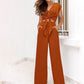 📢📢60% OFF !! ⏰ Women's V-Neck Tie-Front Top & Wide-Leg Pants Set – Breathable Linen, Flattering Fit & Versatile Style ✨