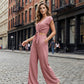 📢📢60% OFF !! ⏰ Women's V-Neck Tie-Front Top & Wide-Leg Pants Set – Breathable Linen, Flattering Fit & Versatile Style ✨