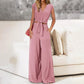 📢📢60% OFF !! ⏰ Women's V-Neck Tie-Front Top & Wide-Leg Pants Set – Breathable Linen, Flattering Fit & Versatile Style ✨