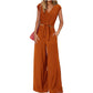 📢📢60% OFF !! ⏰ Women's V-Neck Tie-Front Top & Wide-Leg Pants Set – Breathable Linen, Flattering Fit & Versatile Style ✨