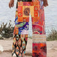 Women's Patchwork Print Wide Leg Pants