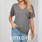 🌸Last Day Promotion：ONLY ￡9.99!!🌸Women's V-Neck Loose Soft Solid Color Short Sleeve Top