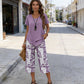 🌸Summer Hot Sale 50% OFF💖⏰Casual Round Neck Layered Tunic Top and Wide Leg Pants Set