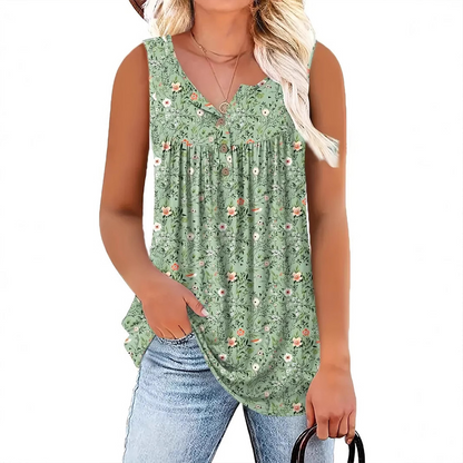 🌸Spring Hot Sale 50% OFF!!🌸💃Women's Printed Button Sleeveless Top