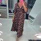 🔥Last Day Discount 49% Off🌸V-neck Printed Maxi Dress with 3/4 Sleeves