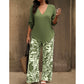 🔥LAST DAY 49% OFF ☀️🛍️Women's V-Neck Blouse & Printed Wide-Leg Pants Set