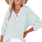 🔥LAST DAY 49% OFF ☀️🛍️Womens Casual Button V Neck Long Sleeve Shirts Oversized Solid Blouses Tops