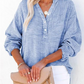 🔥LAST DAY 49% OFF ☀️🛍️Womens Casual Button V Neck Long Sleeve Shirts Oversized Solid Blouses Tops