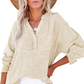 🔥LAST DAY 49% OFF ☀️🛍️Womens Casual Button V Neck Long Sleeve Shirts Oversized Solid Blouses Tops