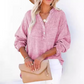 🔥LAST DAY 49% OFF ☀️🛍️Womens Casual Button V Neck Long Sleeve Shirts Oversized Solid Blouses Tops