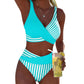 ☀️2026 HOT SALE 49% OFF💃🌸Two-Piece Color Block & Stripe Bikini Swimsuit