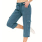 ⏰Summer Hot Sale 50% OFF💃Women's Solid Color High-Waist Drawstring 3/4-Length Cargo Pants