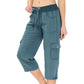 ⏰Summer Hot Sale 50% OFF💃Women's Solid Color High-Waist Drawstring 3/4-Length Cargo Pants