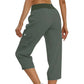 ⏰Summer Hot Sale 50% OFF💃Women's Solid Color High-Waist Drawstring 3/4-Length Cargo Pants
