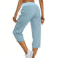 ⏰Summer Hot Sale 50% OFF💃Women's Solid Color High-Waist Drawstring 3/4-Length Cargo Pants