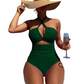 👙LAST DAY SALE 50% OFF🌊Criss Cross Halter Neck High Waisted One-Piece Swimsuit